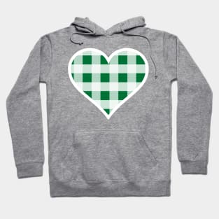 Forest Green and White Buffalo Plaid Heart Hoodie